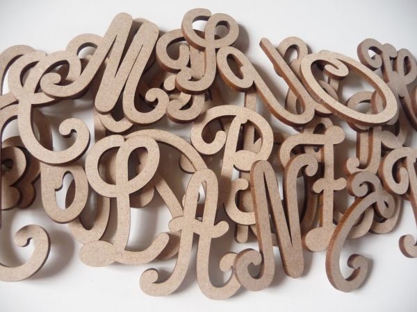alphabet cursives en bois majuscules