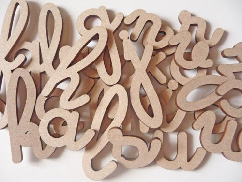 alphabet cursives en bois minuscules